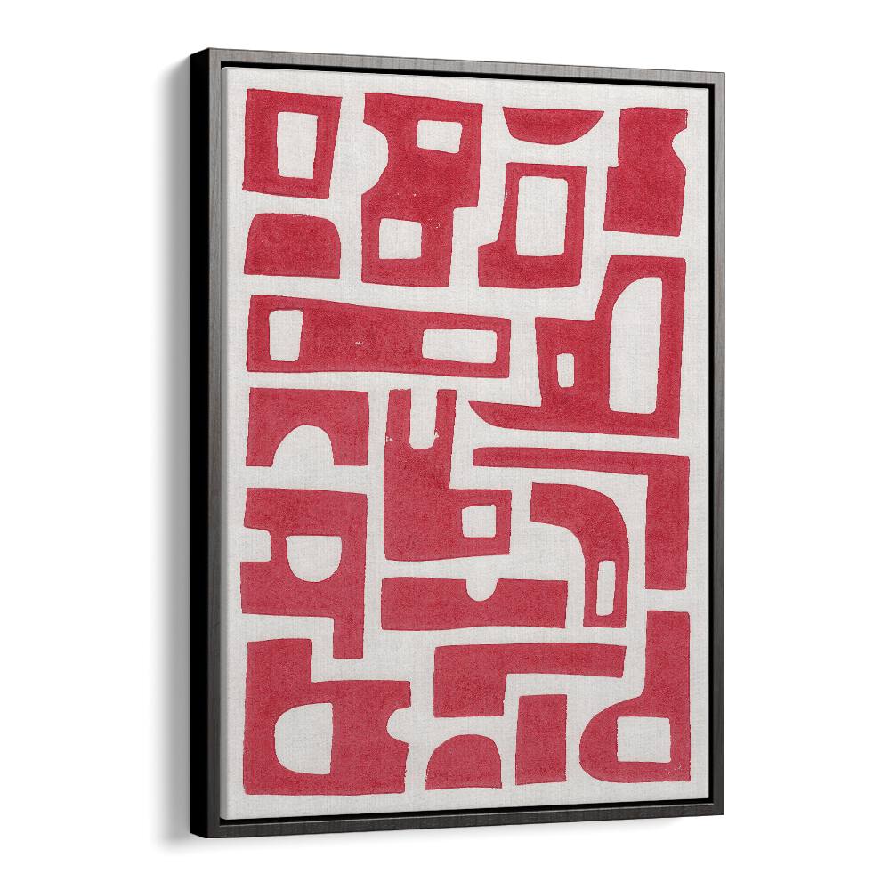 RED ABSTRACT SHAPES LINO PRINT BY ALISA GALITSYNA ABSTRACT ART, ABSTRACT PAINTINGS