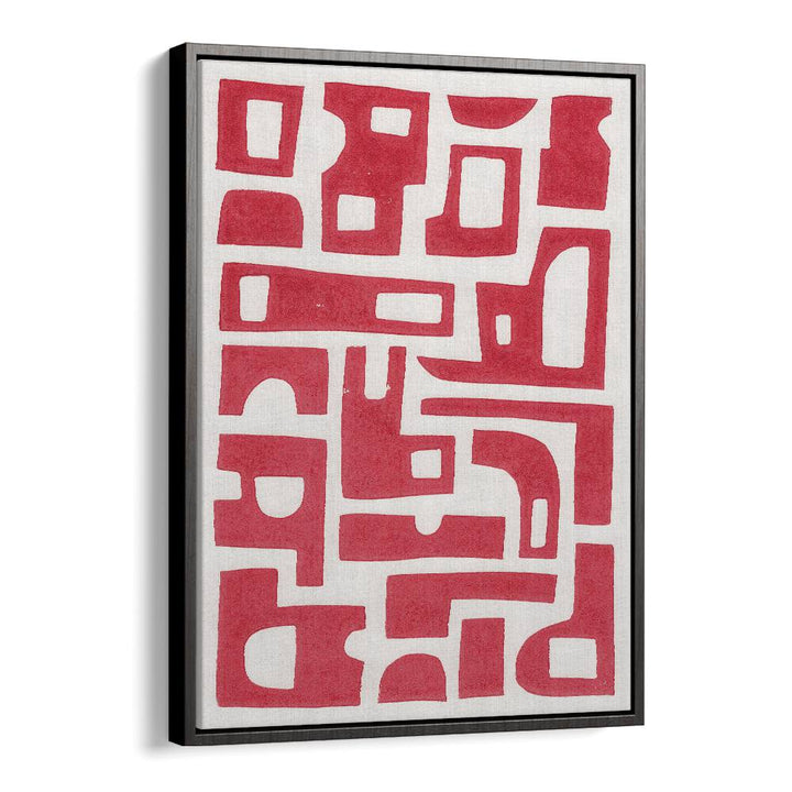 RED ABSTRACT SHAPES LINO PRINT BY ALISA GALITSYNA ABSTRACT ART, ABSTRACT PAINTINGS