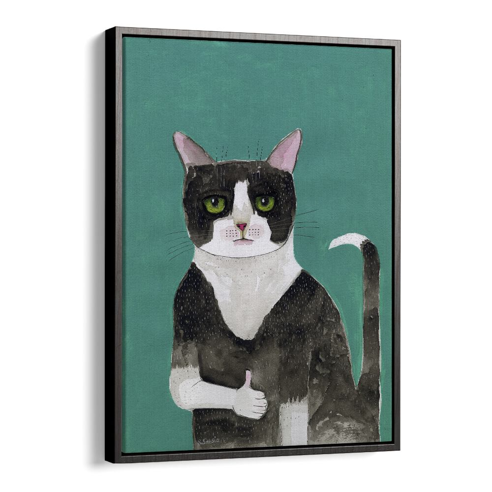 Vintage painting - THUMB'S UP CAT II by Asianmonk