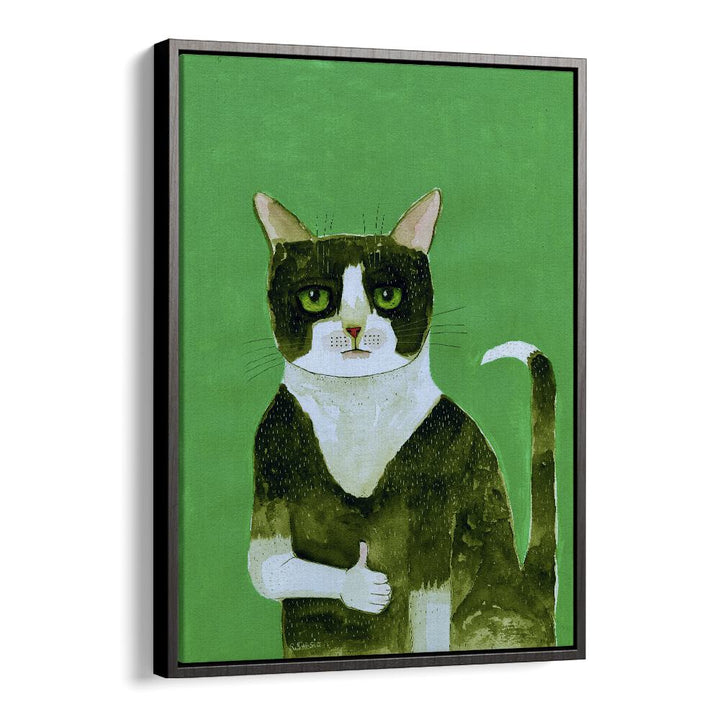 Vintage painting - TUXEDO CAT THUMBS UP by Asianmonk