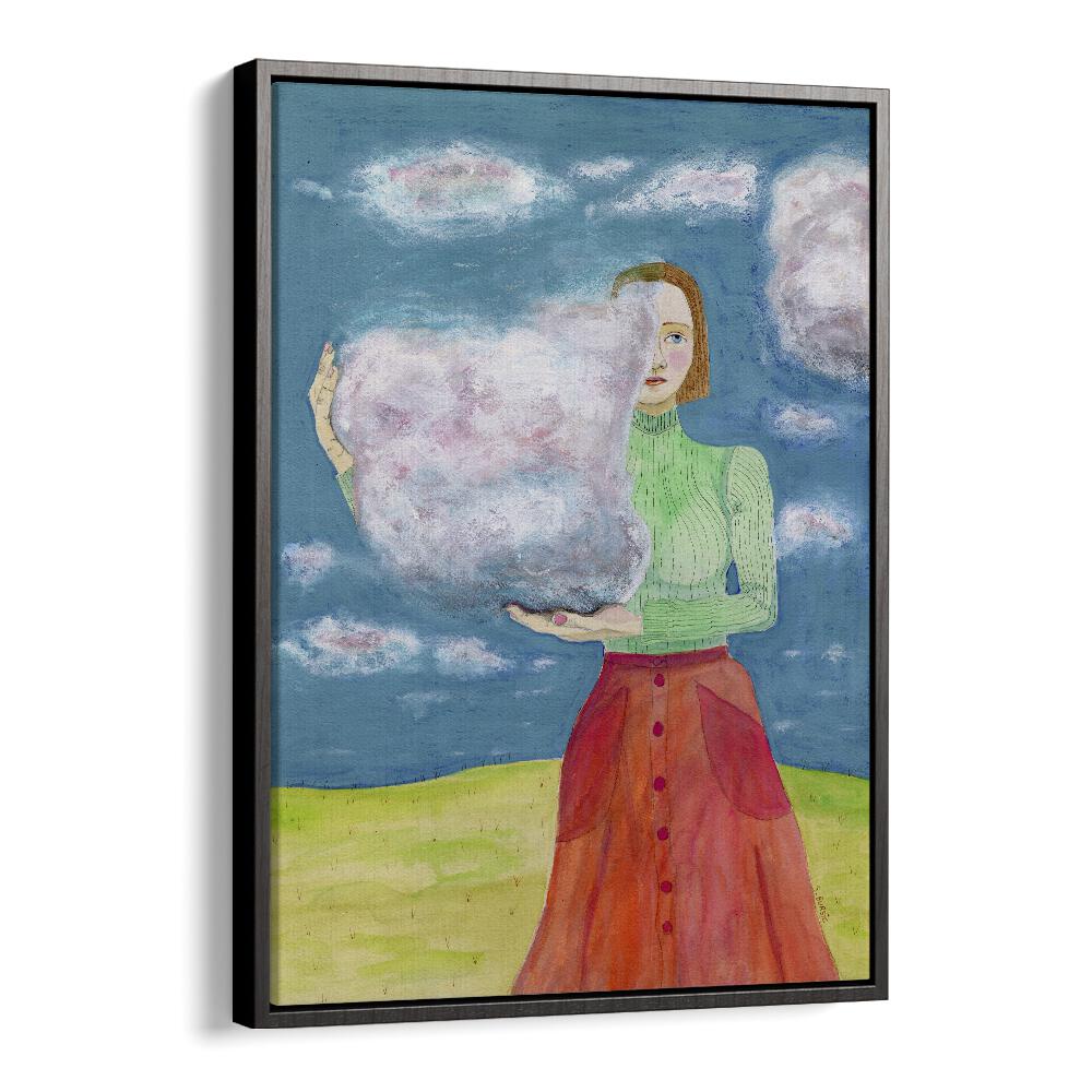 Vintage painting - VINTAGE WOMAN WITH CLOUDS by Asianmonk