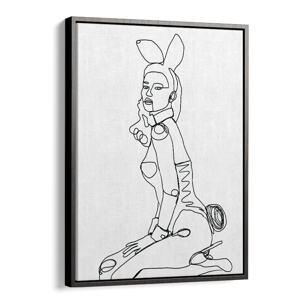 Vintage painting - LINE DRAWING OF BUNNY LADY by Asianmonk