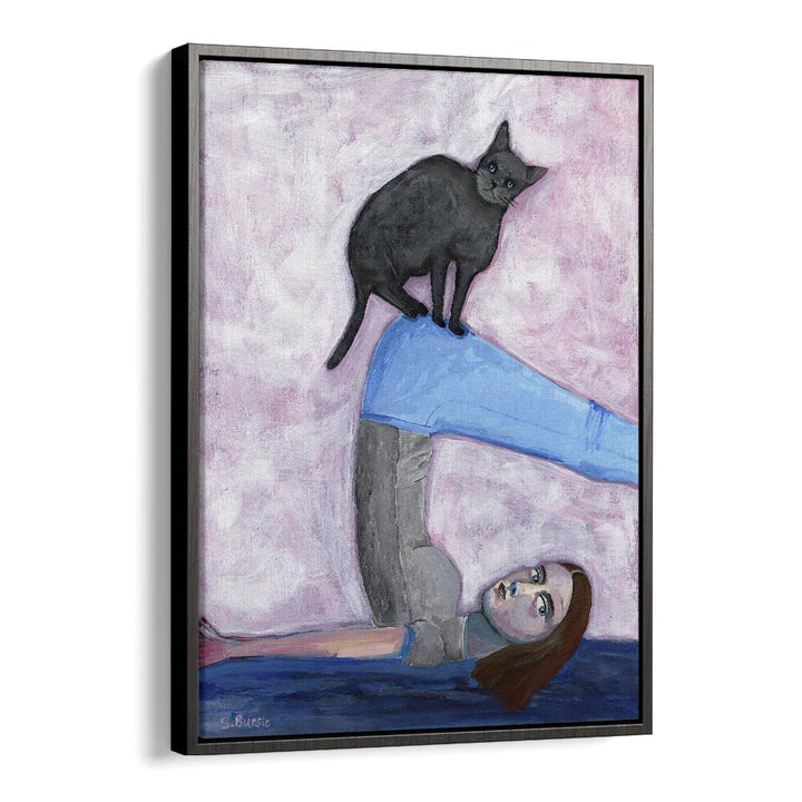 Vintage painting - YOGA WITH MY CAT by Asianmonk