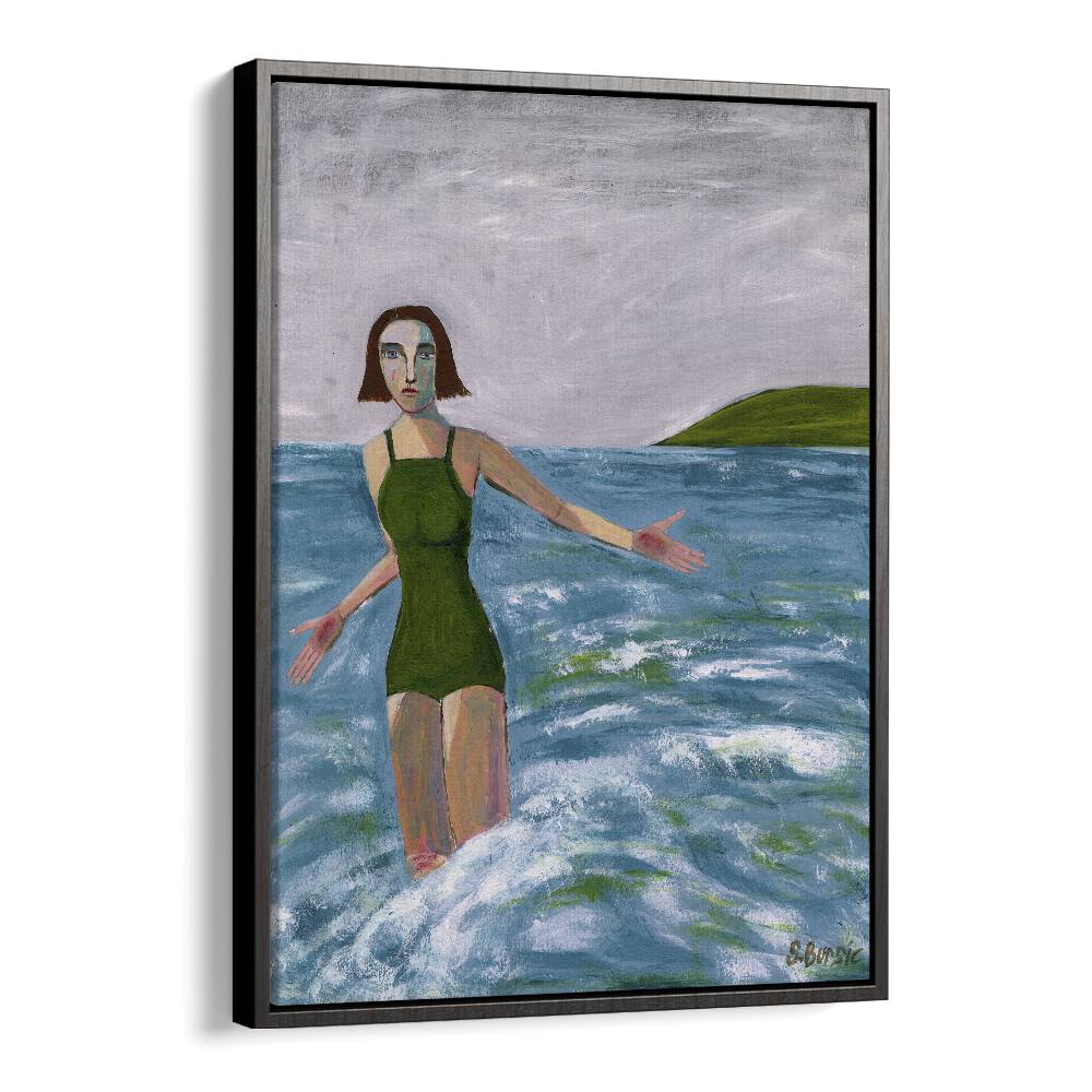 Vintage painting - WOMAN SWIMMING IN GREEN by Asianmonk