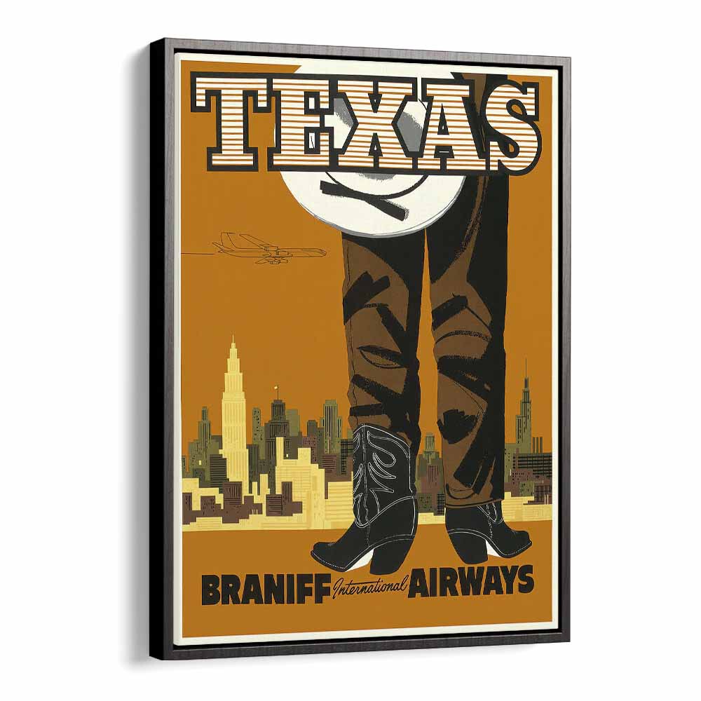 Retro Vintage Travel painting - TEXAS - BRANIFF INTERNATIONAL AIRWAYS by Asianmonk