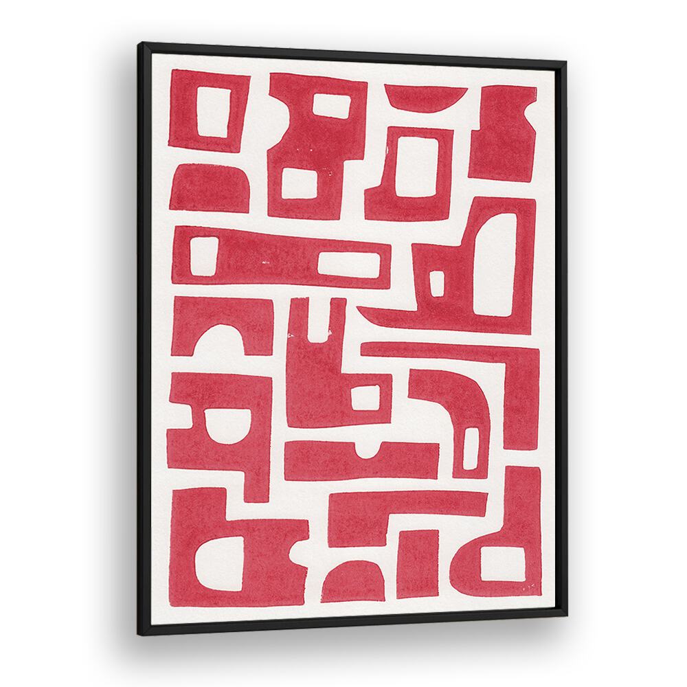 RED ABSTRACT SHAPES LINO PRINT BY ALISA GALITSYNA ABSTRACT ART, ABSTRACT PAINTINGS