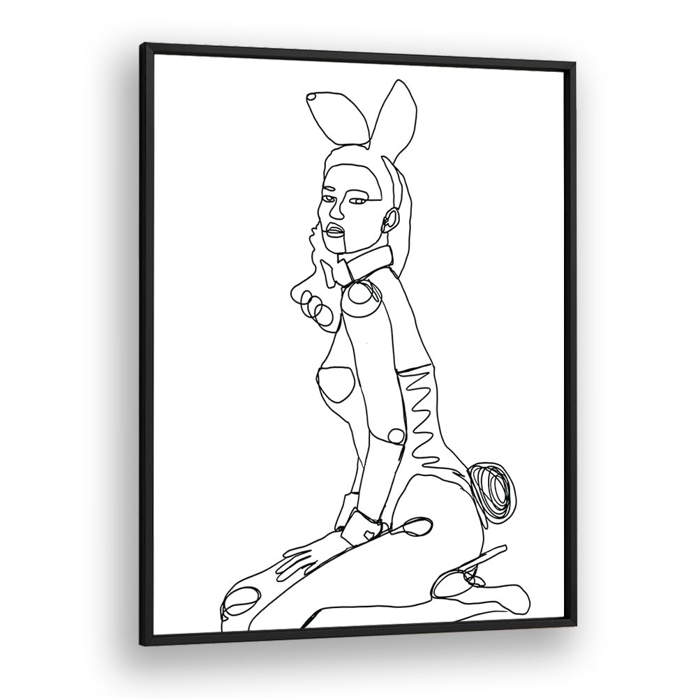 Vintage painting - LINE DRAWING OF BUNNY LADY by Asianmonk