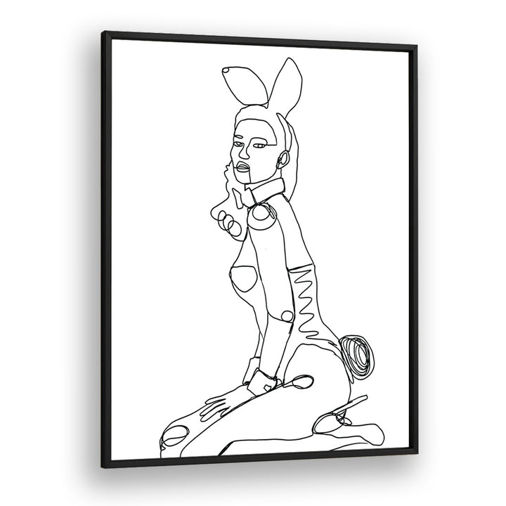 Vintage painting - LINE DRAWING OF BUNNY LADY by Asianmonk