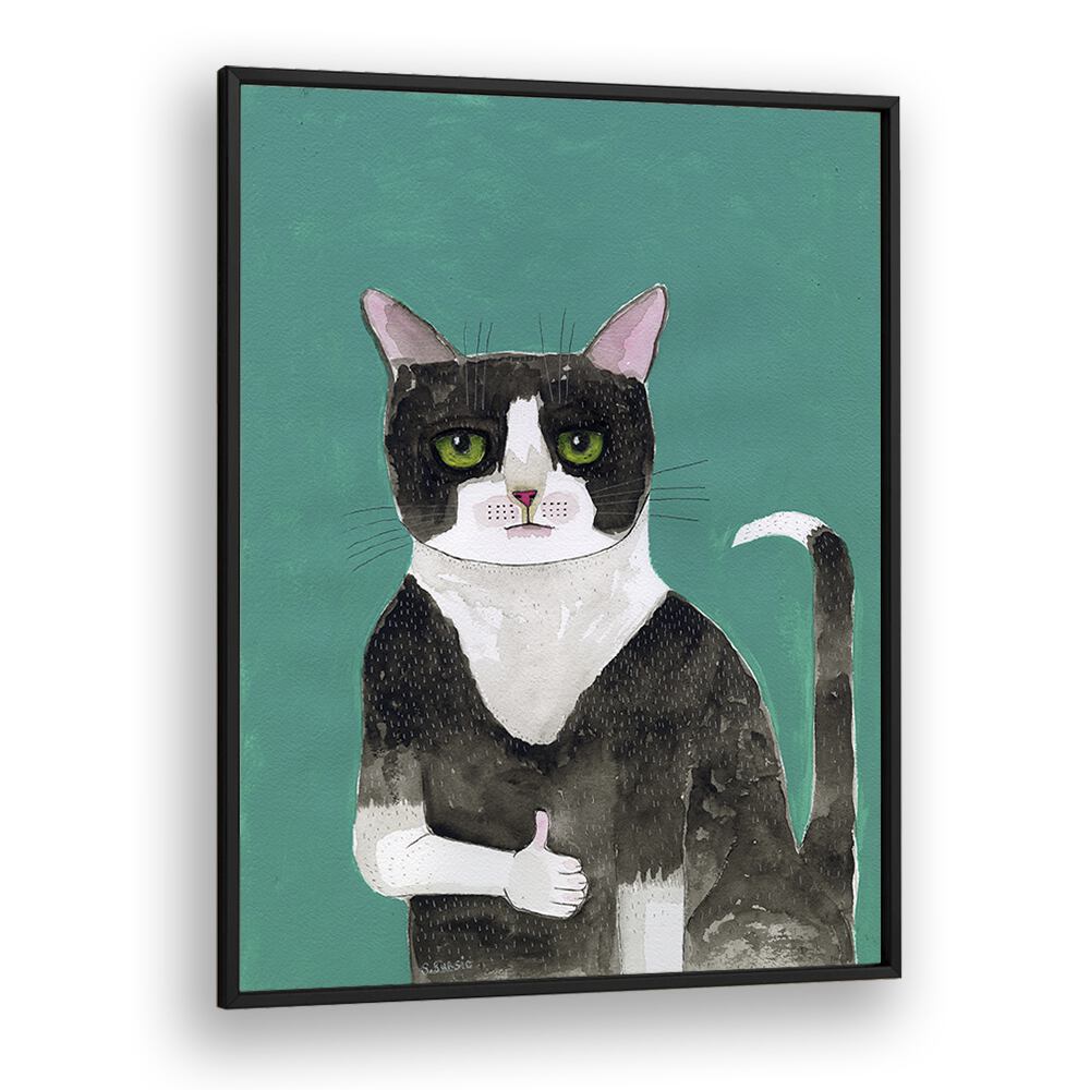 Vintage painting - THUMB'S UP CAT II by Asianmonk