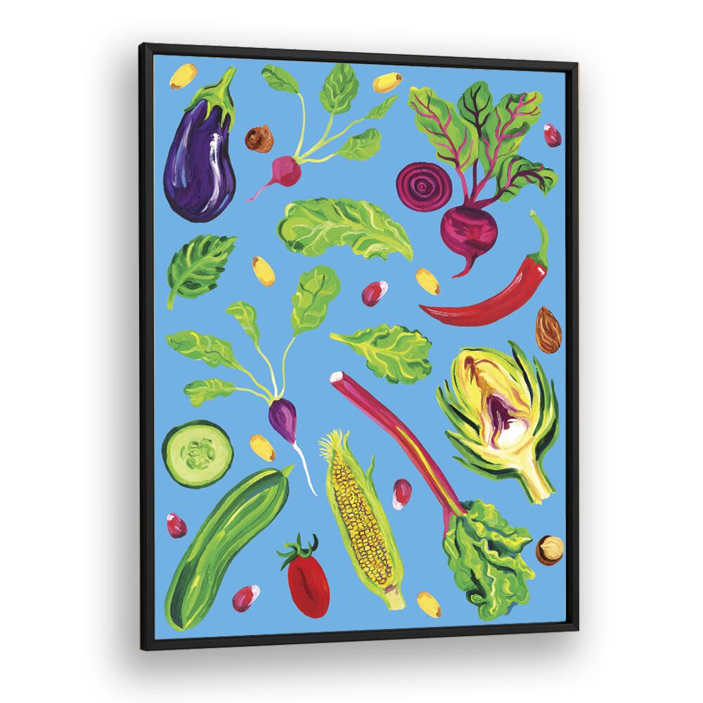 kitchen painting - SPRING VEGETABLES BLUE by Asianmonk