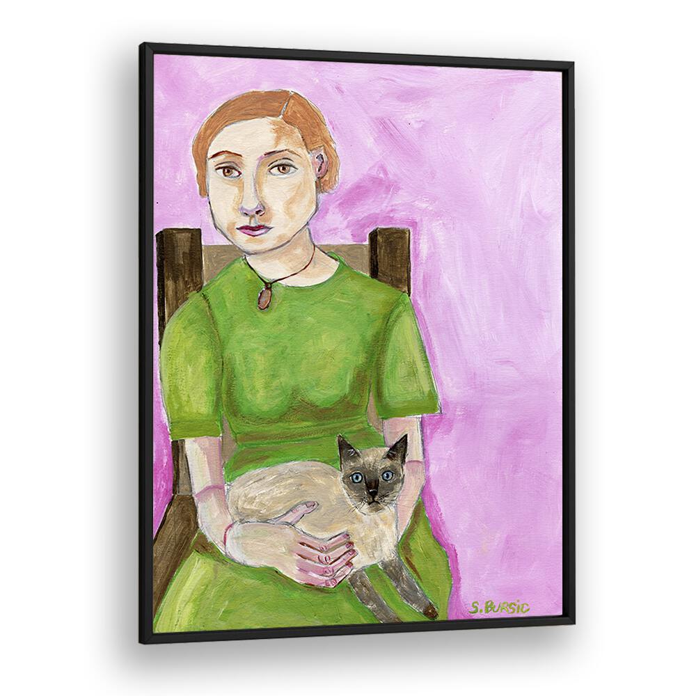 Vintage painting - LADY WITH CAT II by Asianmonk