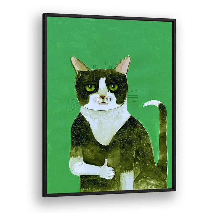 Vintage painting - TUXEDO CAT THUMBS UP by Asianmonk