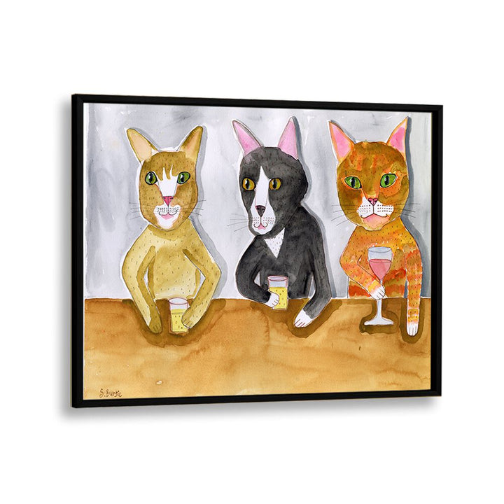 kids painting - THREE CATS AT THE BAR by Asianmonk