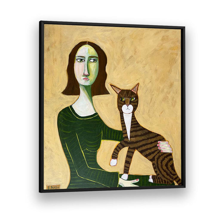 Arty Guava painting - WOMAN WITH BROWN CAT by Asianmonk