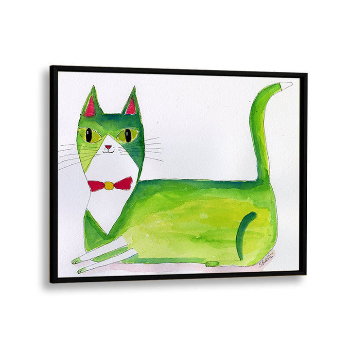 kids painting - THE GREEN CAT by Asianmonk