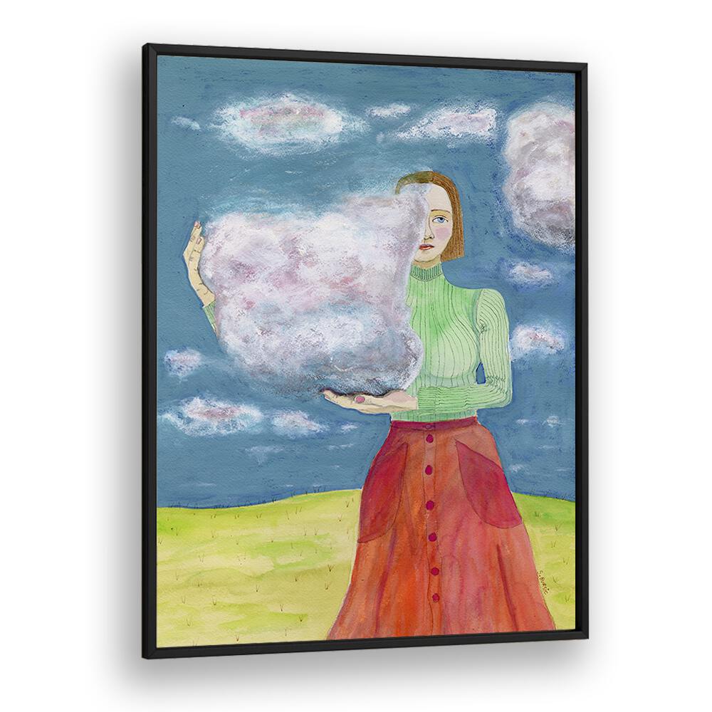 Vintage painting - VINTAGE WOMAN WITH CLOUDS by Asianmonk