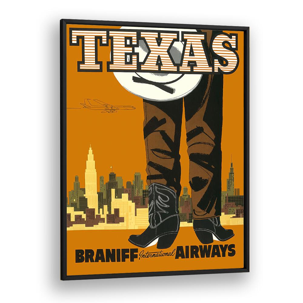 Retro Vintage Travel painting - TEXAS - BRANIFF INTERNATIONAL AIRWAYS by Asianmonk