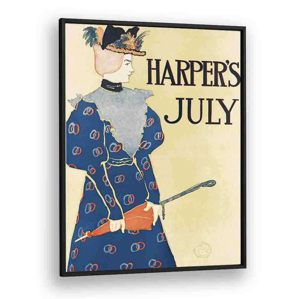 HARPER'S JULY (1896), WOMAN HOLDING AN UMBRELLA ILLUSTRATION BY EDWARD PENFIELD