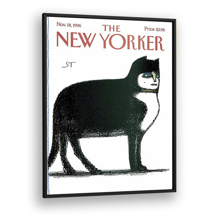 VINTAGE MAGAZINE COVER, CAT BY SAUL STEINBERG - NEW YOKER NOVEMBER 18, 1996