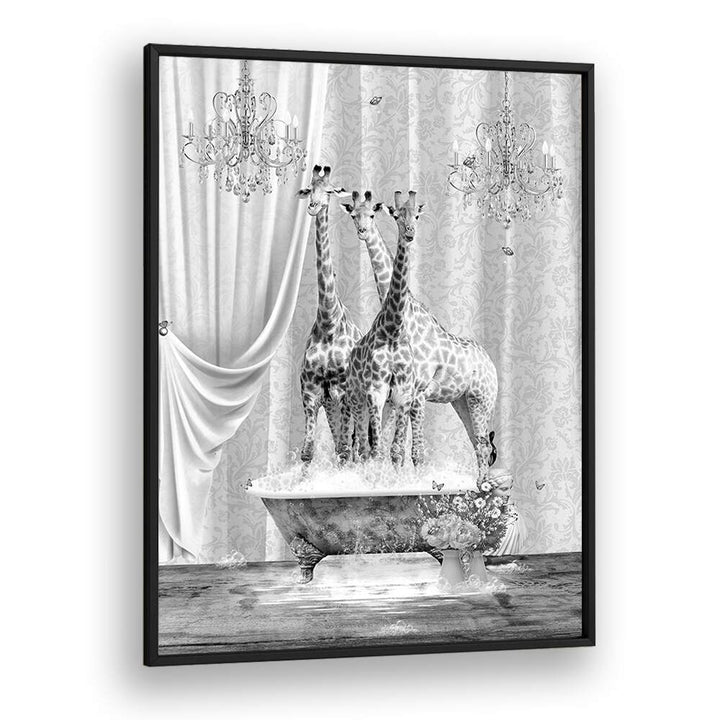 Quotes painting - THREE GIRAFFES A BUBBLES BLACK A WHITE by Asianmonk