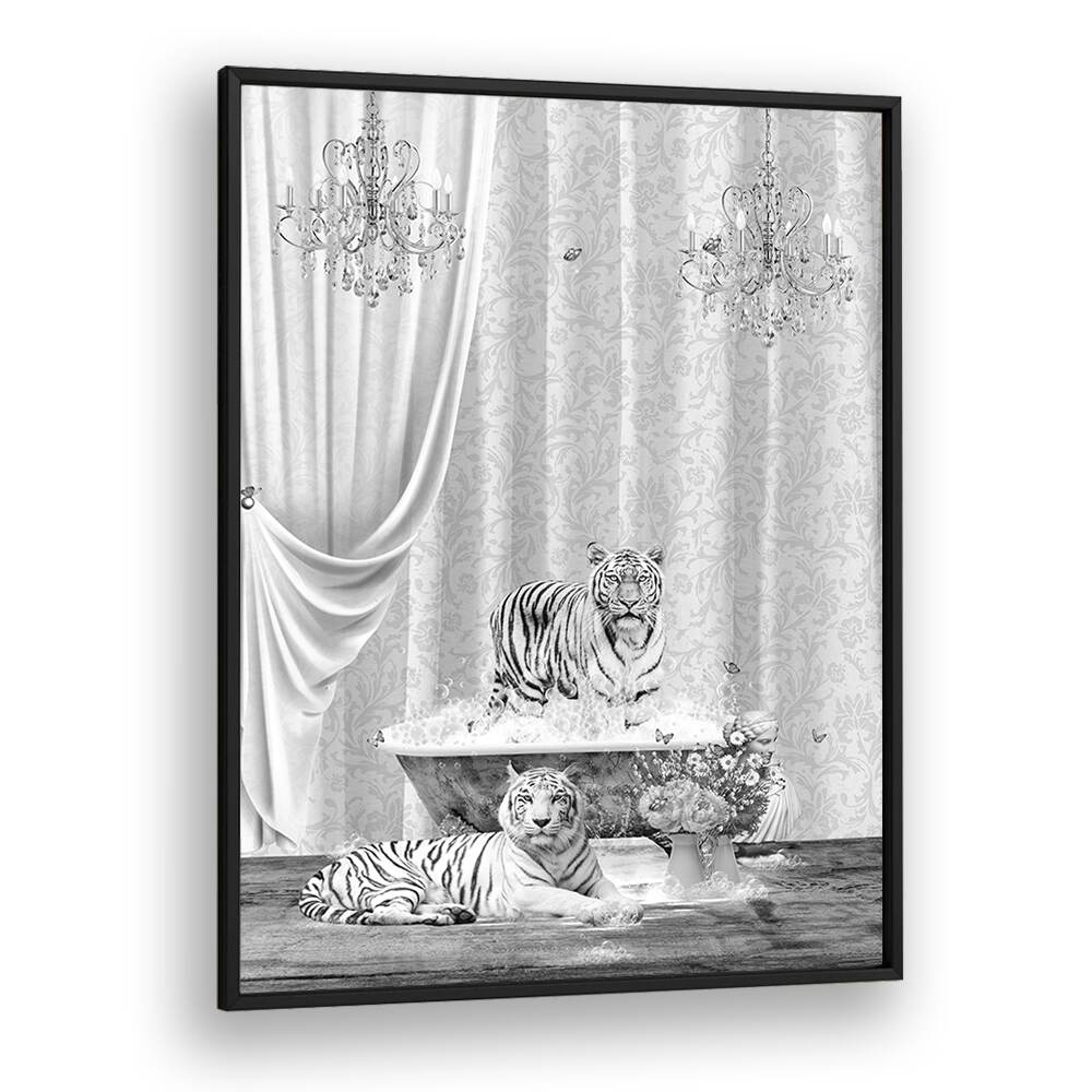 Quotes painting - WHITE TIGERS A BUBBLES BLACK A WHITE by Asianmonk