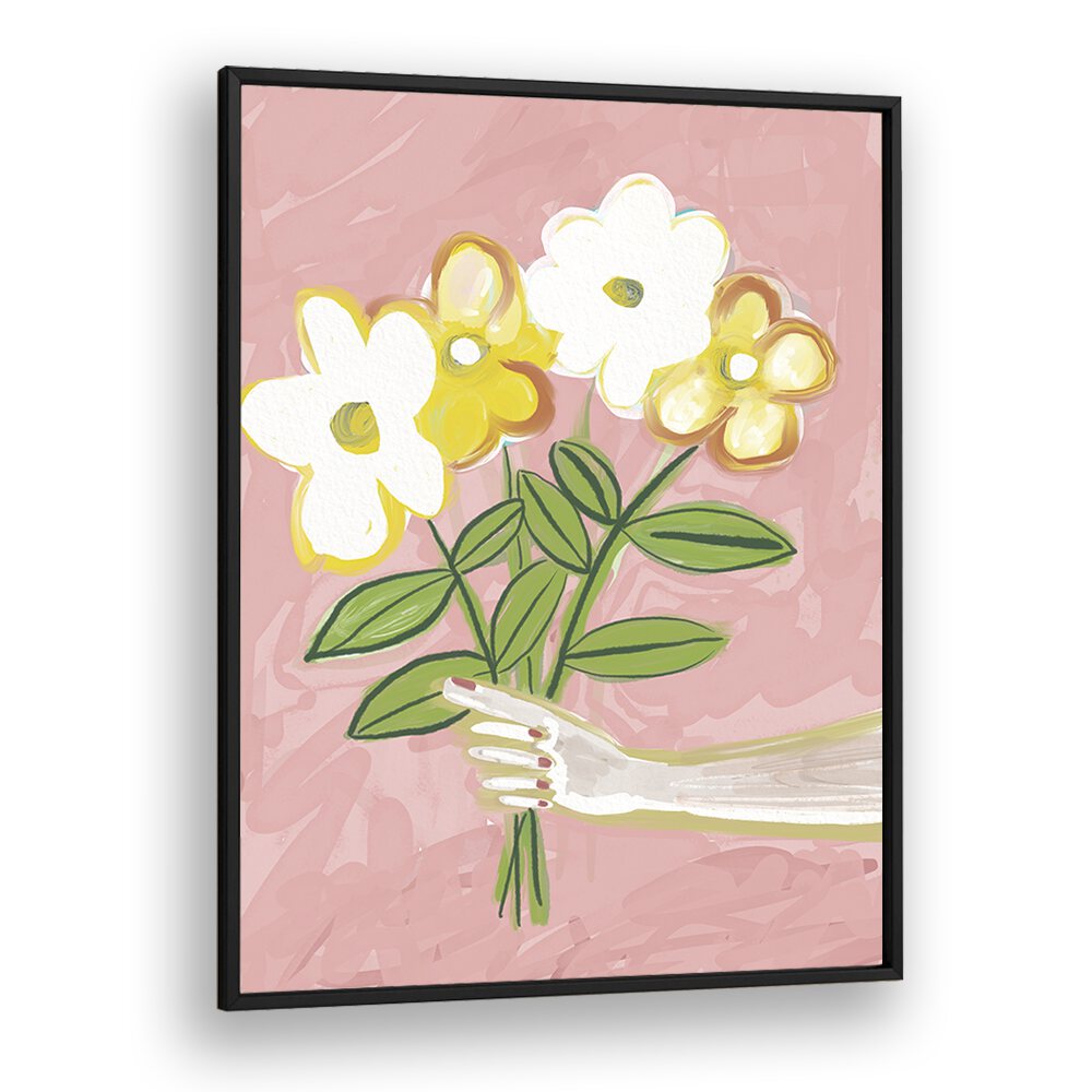 Vintage painting - BUNCH OF FLOWERS PINK AND YELLOW by Asianmonk