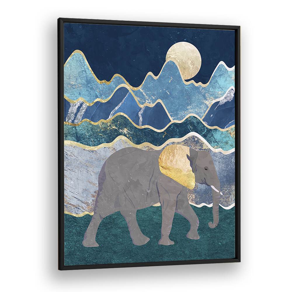 Ritvik Takkar painting - METALLIC ELEPHANT IN THE MOONLIT MOUNTAINS by Asianmonk