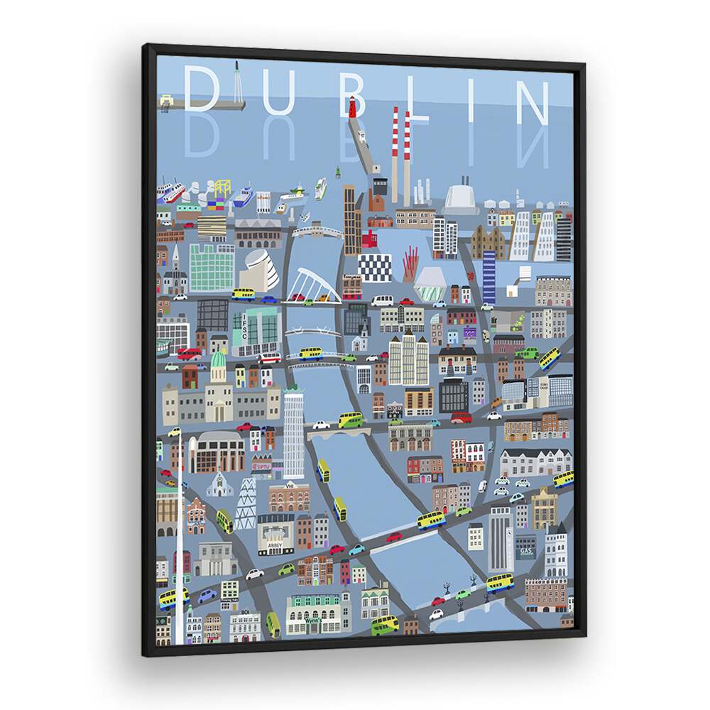 ILLUSTRATED VIEW OF DUBLIN CITY BY CARLA DALY, TRAVEL POSTER