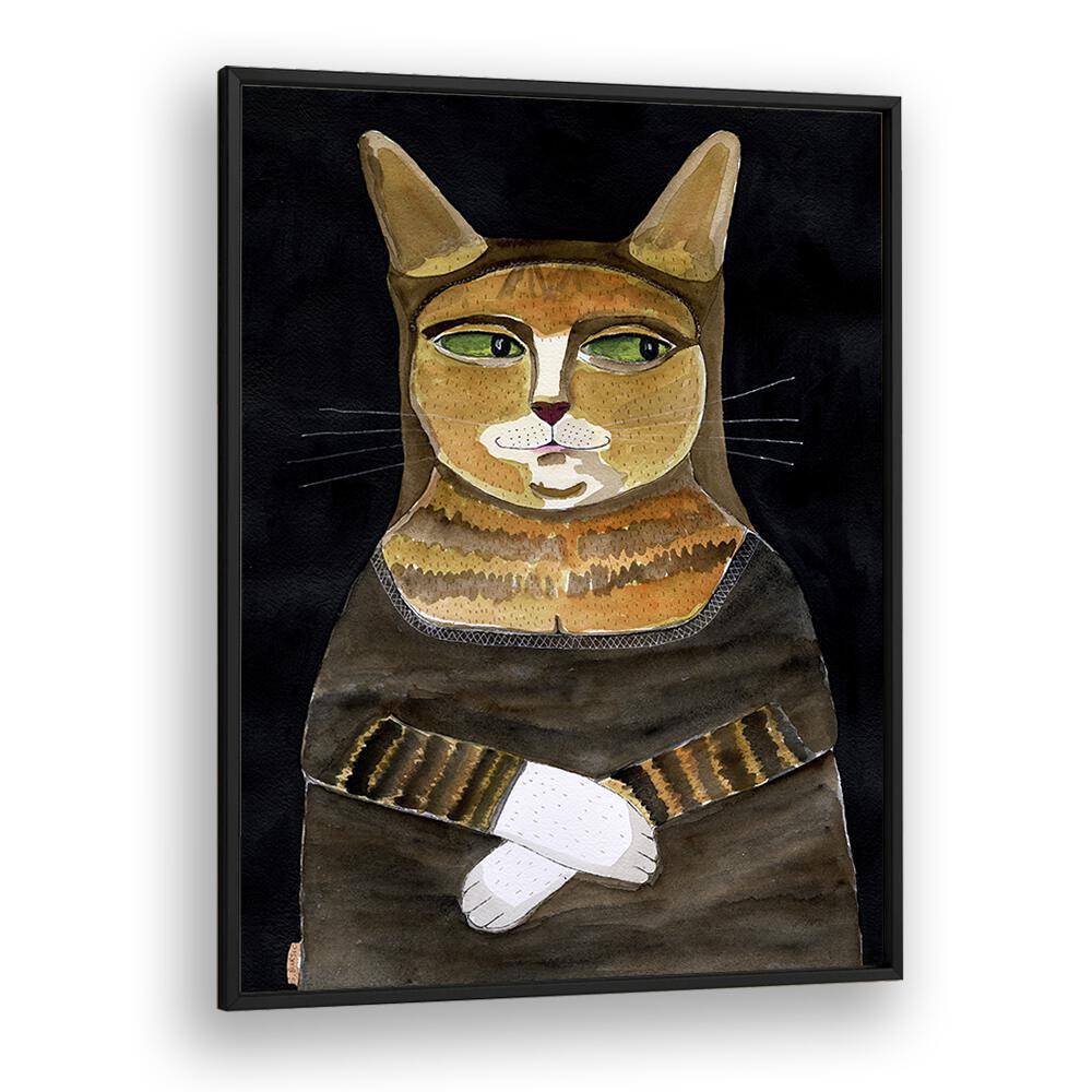 Vintage painting - MONA LISA CAT FUNNY CAT HUMOUR GINGER ORANGE CAT by Asianmonk