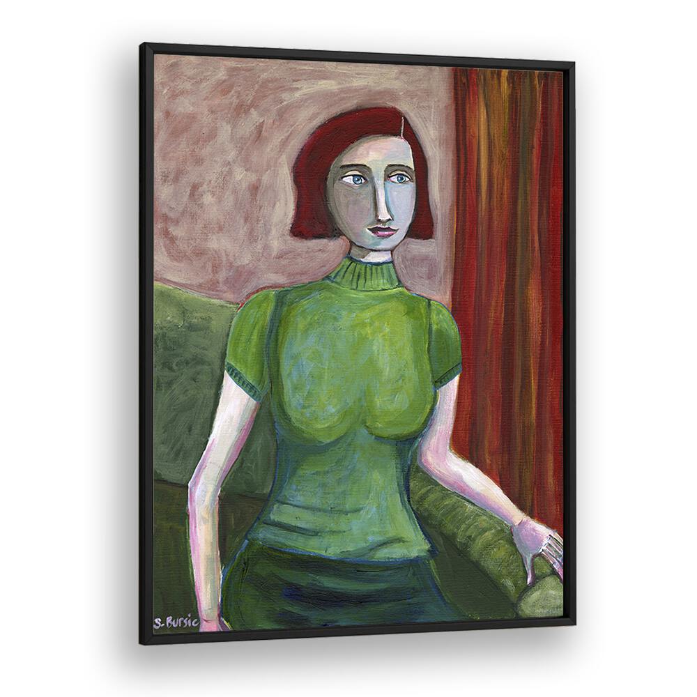 Vintage painting - VINTAGE RED HEAD IN GREEN by Asianmonk