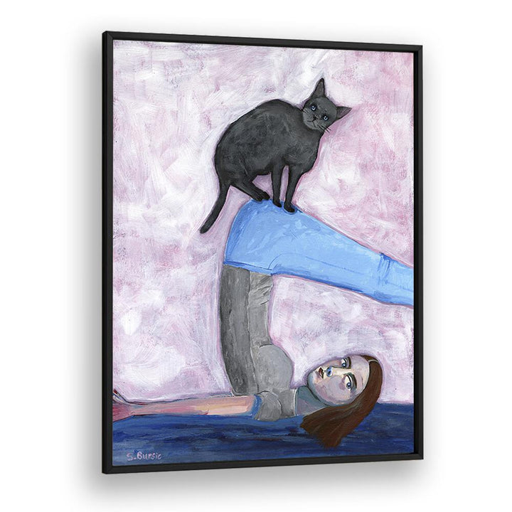 Vintage painting - YOGA WITH MY CAT by Asianmonk