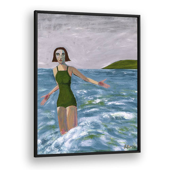 Vintage painting - WOMAN SWIMMING IN GREEN by Asianmonk