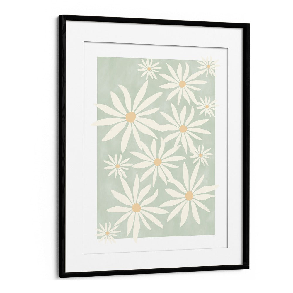 GREEN ABSTRACT FLOWERS BY ELENA RISTOVA, BOTANICAL ART PAINTINGS