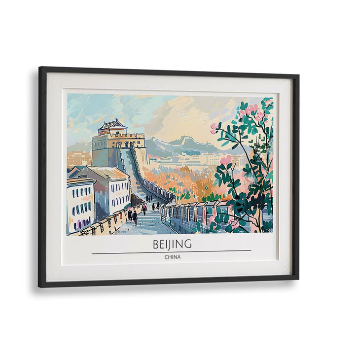 Vibrant travel poster showcasing the Great Wall, highlighting BEJING CAPITAL CITY - CHINA, TRAVEL POSTERS for art lovers.