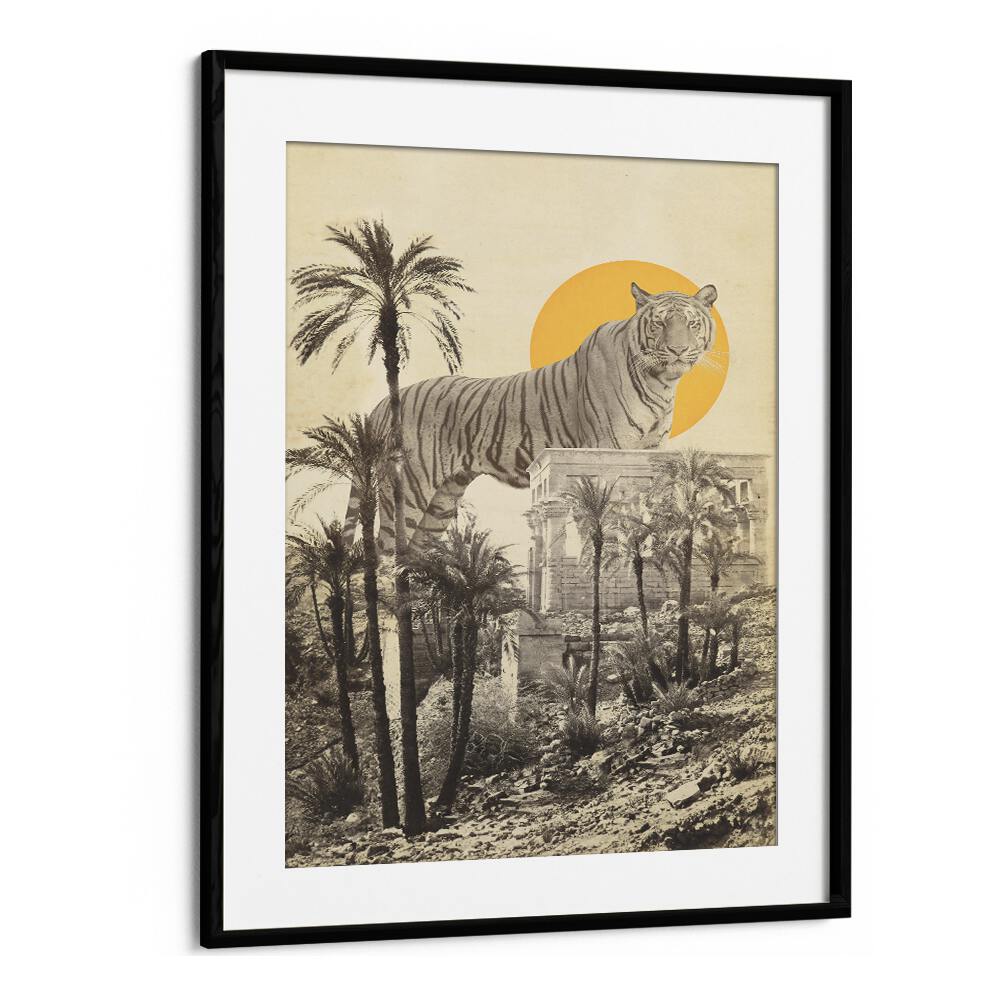 GIANT TIGER IN RUINS BY FLORENT BODART, SURREAL ART PRINTS