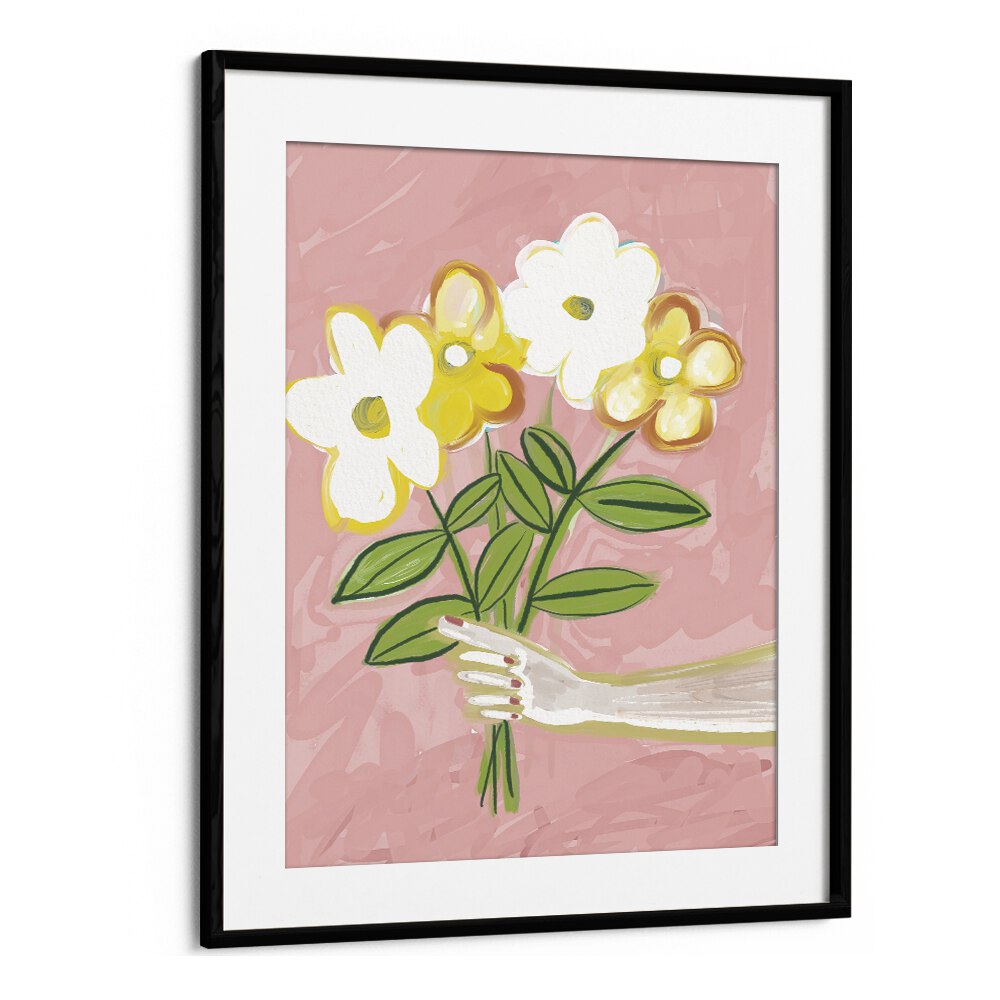 Vintage painting - BUNCH OF FLOWERS PINK AND YELLOW by Asianmonk