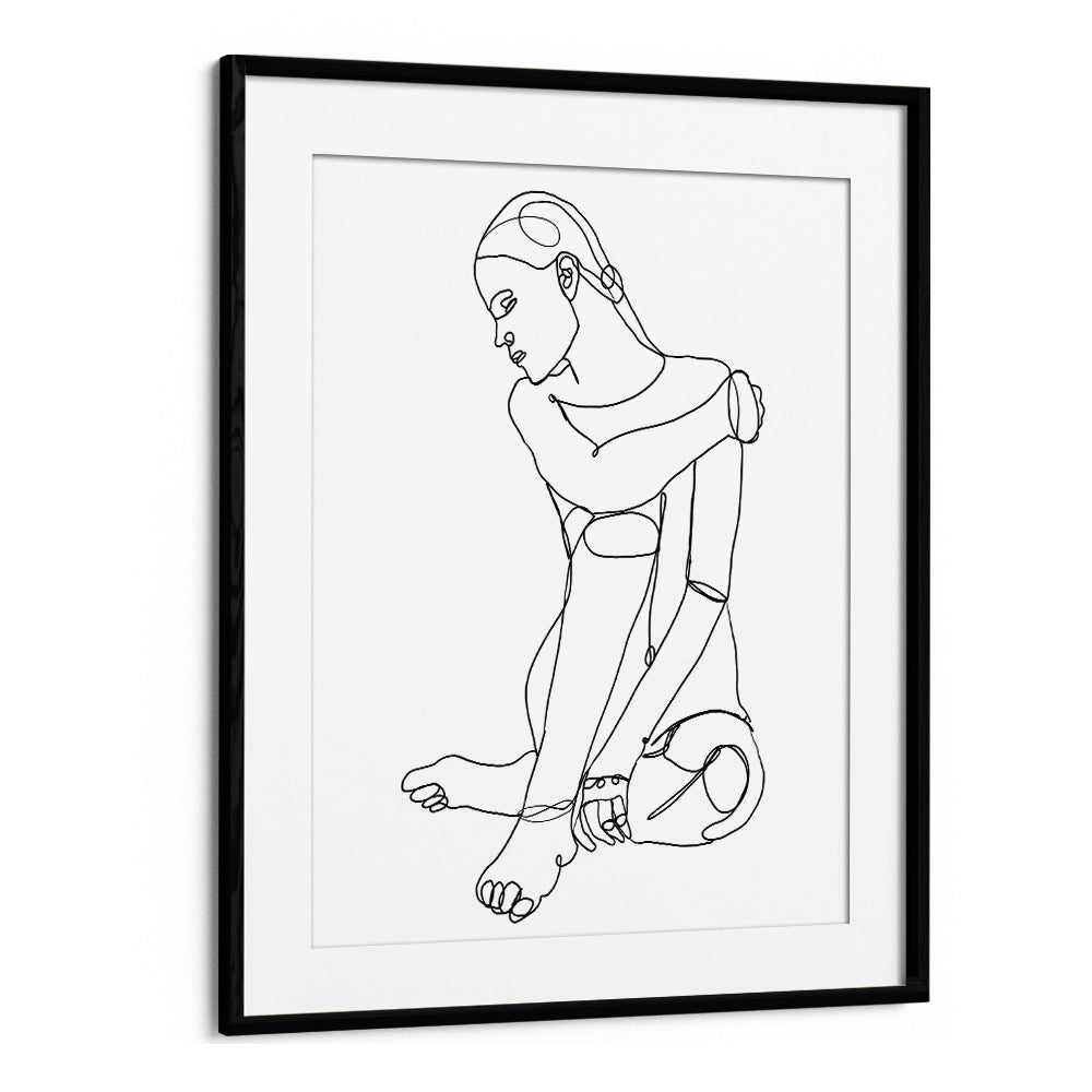 Vintage painting - LINE DRAWING OF WOMAN II by Asianmonk