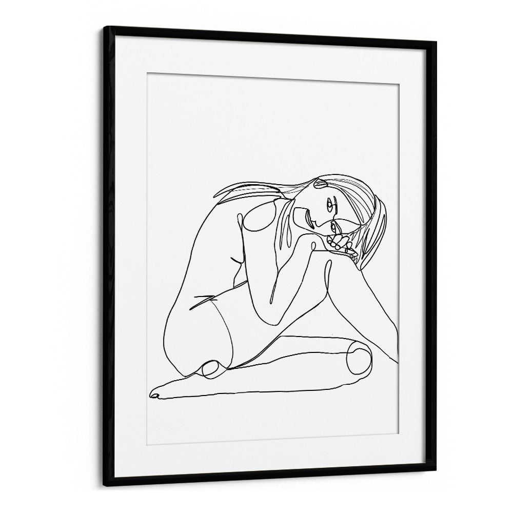 Vintage painting - LINE DRAWING OF WOMAN IV by Asianmonk