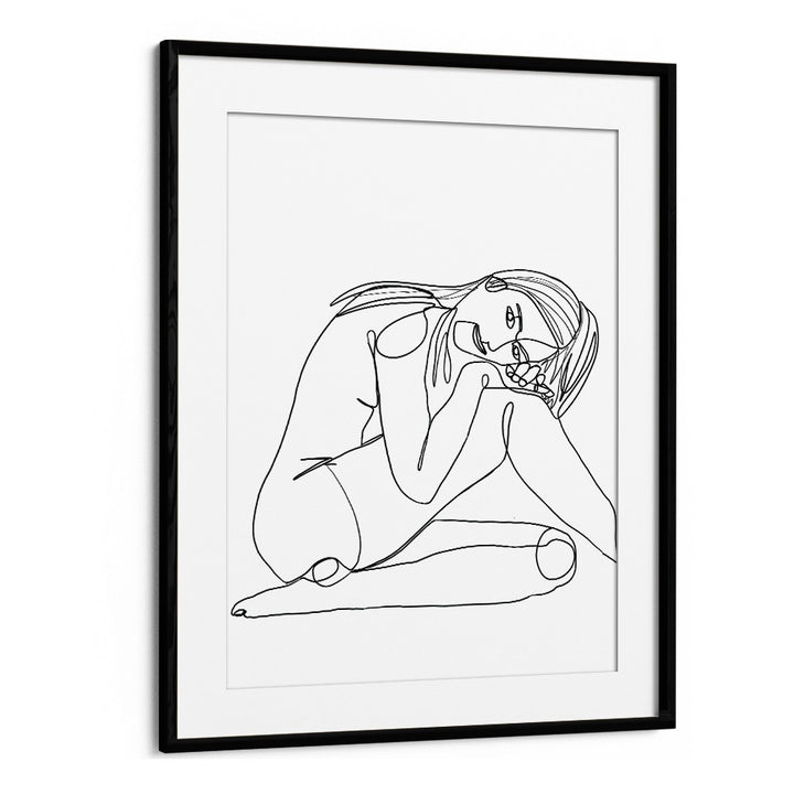 Vintage painting - LINE DRAWING OF WOMAN IV by Asianmonk