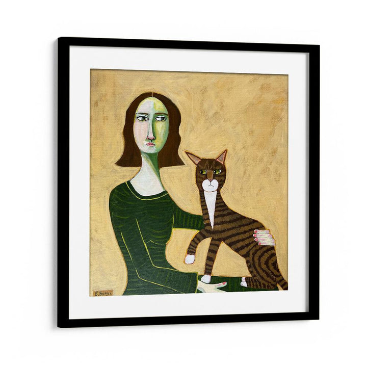 Arty Guava painting - WOMAN WITH BROWN CAT by Asianmonk