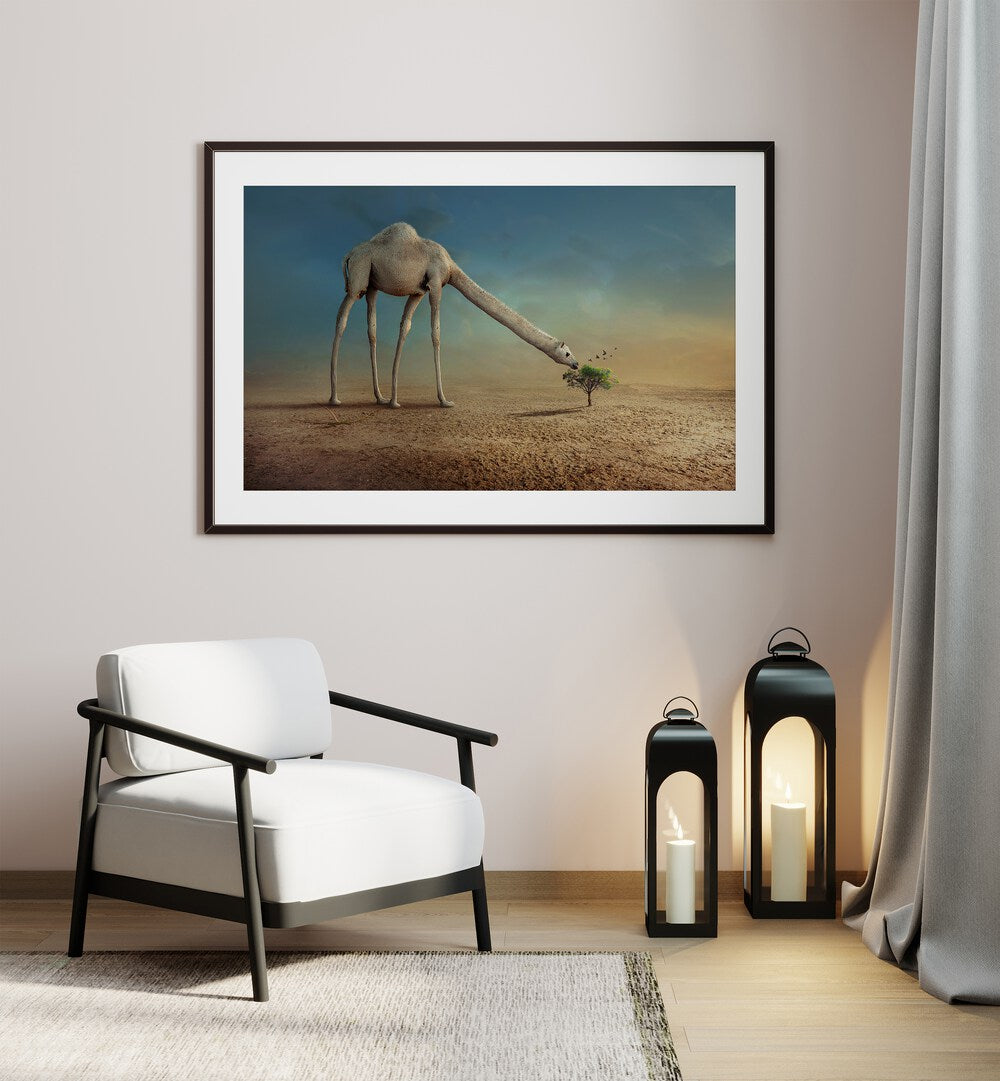 ABSTRACT painting - CAMEL AND TREE BY SULAIMAN ALMAWASH by Asianmonk