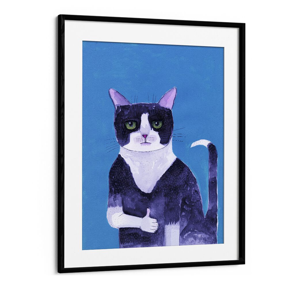 Vintage painting - THUMB'S UP CAT I by Asianmonk