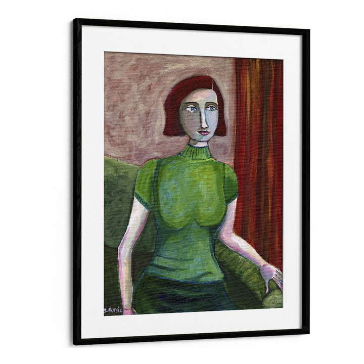 Vintage painting - VINTAGE RED HEAD IN GREEN by Asianmonk