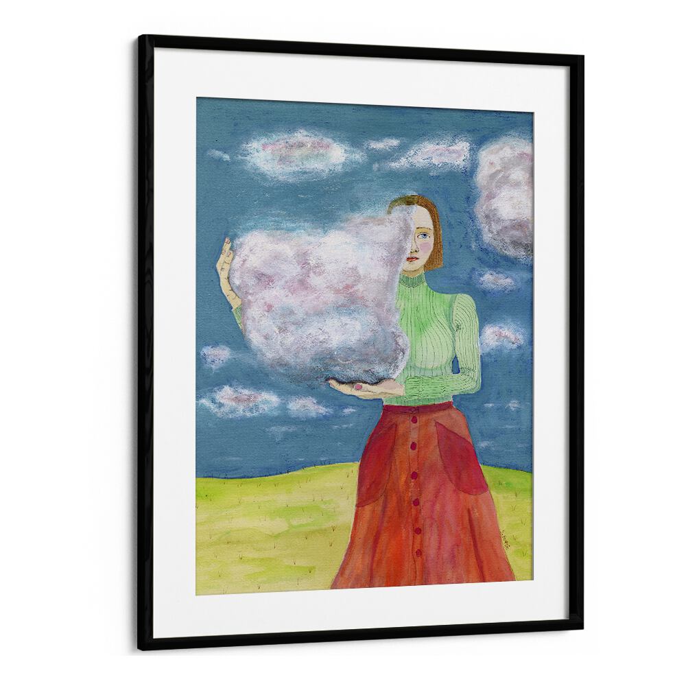 Vintage painting - VINTAGE WOMAN WITH CLOUDS by Asianmonk