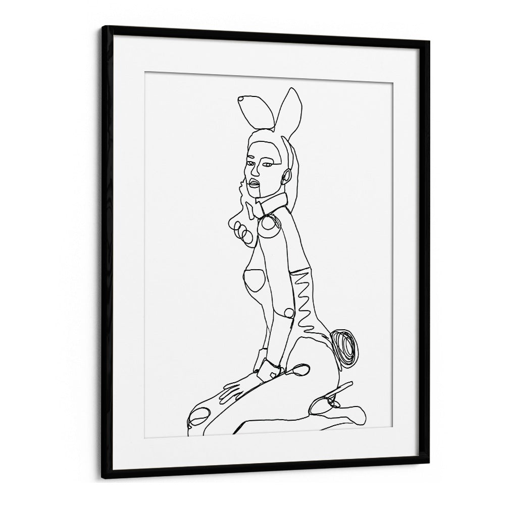 Vintage painting - LINE DRAWING OF BUNNY LADY by Asianmonk