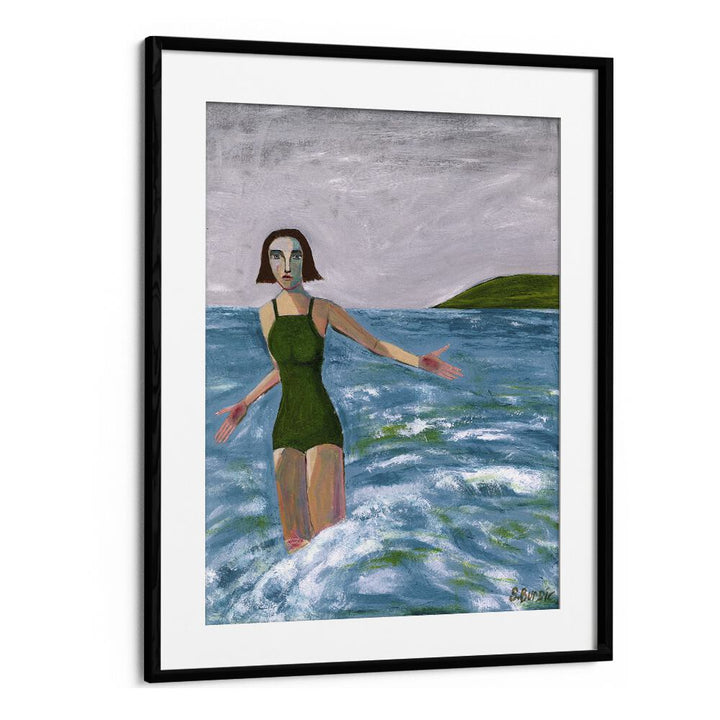 Vintage painting - WOMAN SWIMMING IN GREEN by Asianmonk