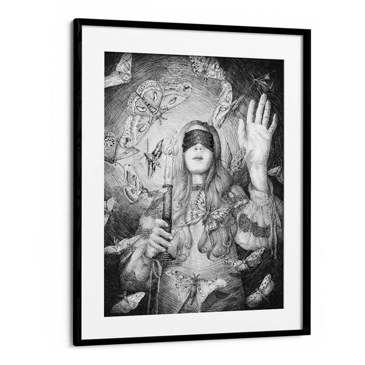 blind man's bluff Vintage paintings in Black Frame With Mount