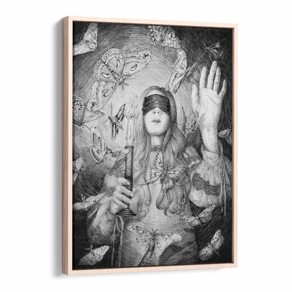 blind man's bluff Vintage paintings in Oak Wood Floater Frame