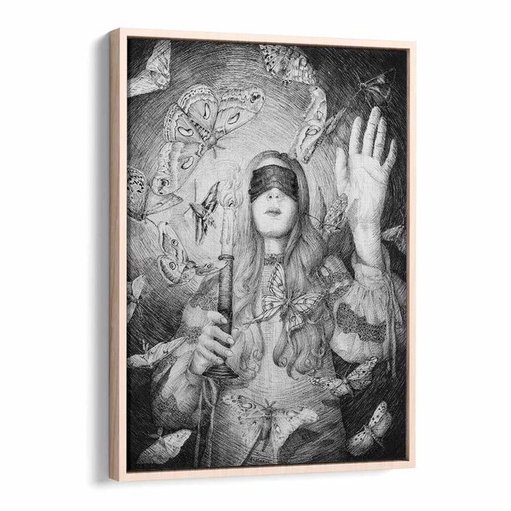 blind man's bluff Vintage paintings in Oak Wood Floater Frame