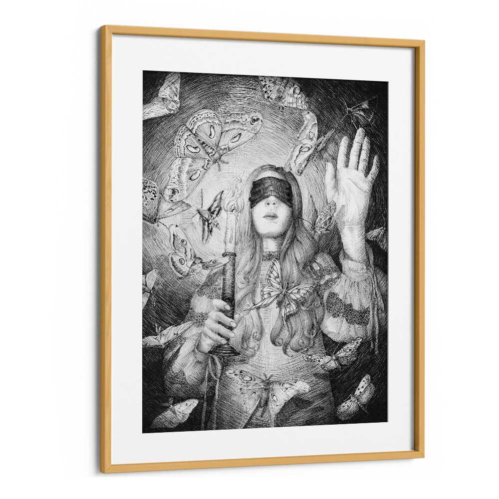 blind man's bluff Vintage paintings in Oak Wood Frame With Mount
